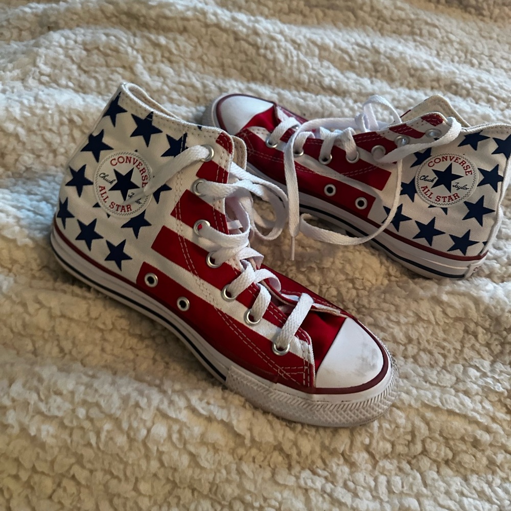 Converse Red and White High-Top Sneakers
